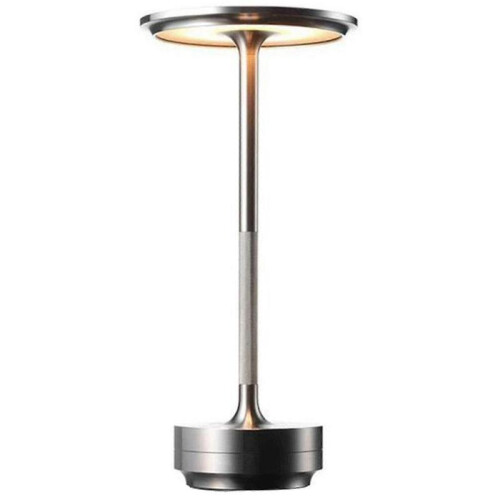 (Silver) Cordless Table Lamp - Dimmable Recharable Desk