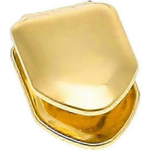2pcs 14k Gold Plated Mouth Teeth, Flat Teeth, Top Teeth Gold Braces Tw 1