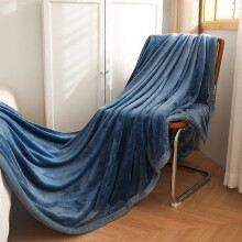 (A, Blue) Solid colour multifunctional milk flannel blanket thickened warm flannel blanket double-sided nap cover blanket gift blanket