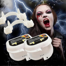2 Pcs Christmas Vampire Teeth, Retractable Vampire Fangs, Cosplay Accessorie Halloween Decorations for Party Prop, Realistic Reusable Decoration Vampi