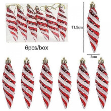 (Set6) 6pcs Christmas Red Candy Crutch Lollipop Xmas Tree Hanging Pendant Ornaments 2024 New Year Gift Christmas Home Decoration 2023