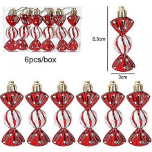 (Set2) 6pcs Christmas Red Candy Crutch Lollipop Xmas Tree Hanging Pendant Ornaments 2024 New Year Gift Christmas Home Decoration 2023