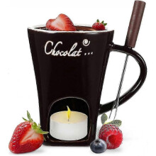(coffee) Chocolate Fondue Mug Coffee Cup Chocolate Melting Mug with Fork Fondue Pot Warmer Mug Candy Hot Pot for Candy Cheese Cooking Dessert-Good