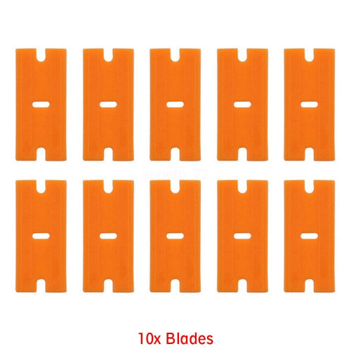 (10 x Blades) Plastic Razor Blade Paint Glue Adhesive Scraper & 10-100Pcs Blades Cleaner Tools