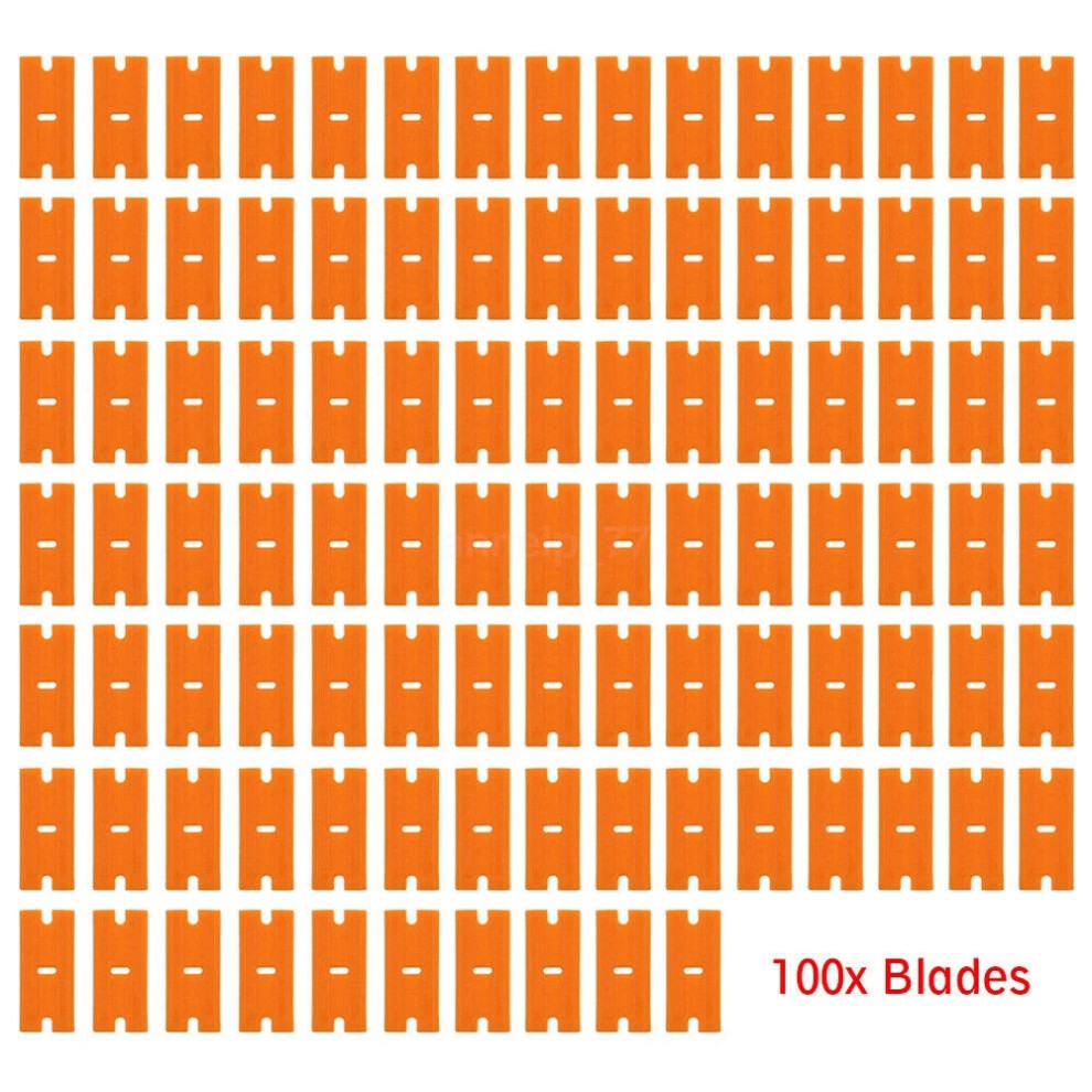 (100 X Blades) Plastic Razor Blade Paint Glue Adhesive Scraper & 10-100Pcs Blades Cleaner Tools 4069369104688