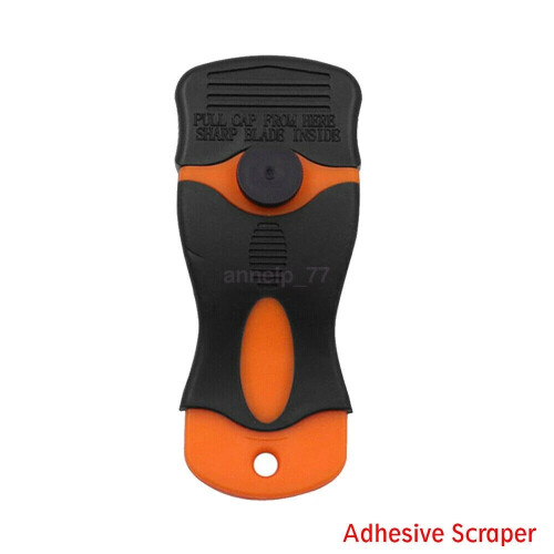 (1x Adhesive Scraper) Plastic Razor Blade Paint Glue Adhesive Scraper & 10-100Pcs Blades Cleaner Tools