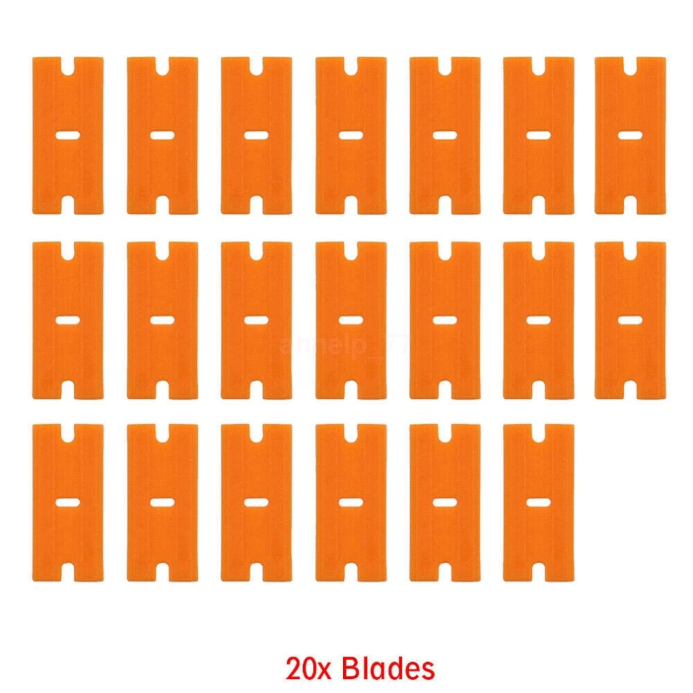 (20 X Blades) Plastic Razor Blade Paint Glue Adhesive Scraper & 10-100Pcs Blades Cleaner Tools 4069369104756