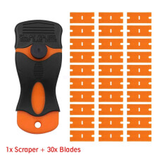 (1x Scraper + 30 x Blades) Plastic Razor Blade Paint Glue Adhesive Scraper & 10-100Pcs Blades Cleaner Tools