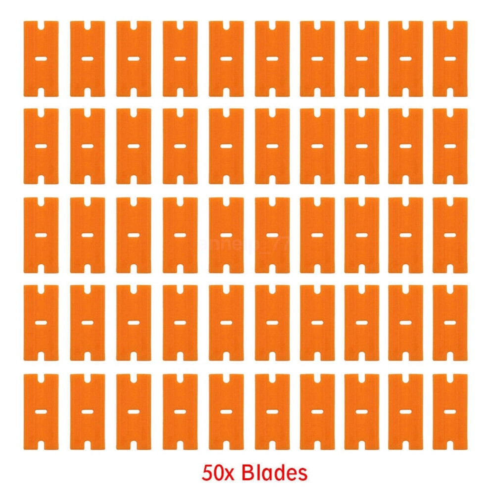 (50 X Blades) Plastic Razor Blade Paint Glue Adhesive Scraper & 10-100Pcs Blades Cleaner Tools 4069369104770