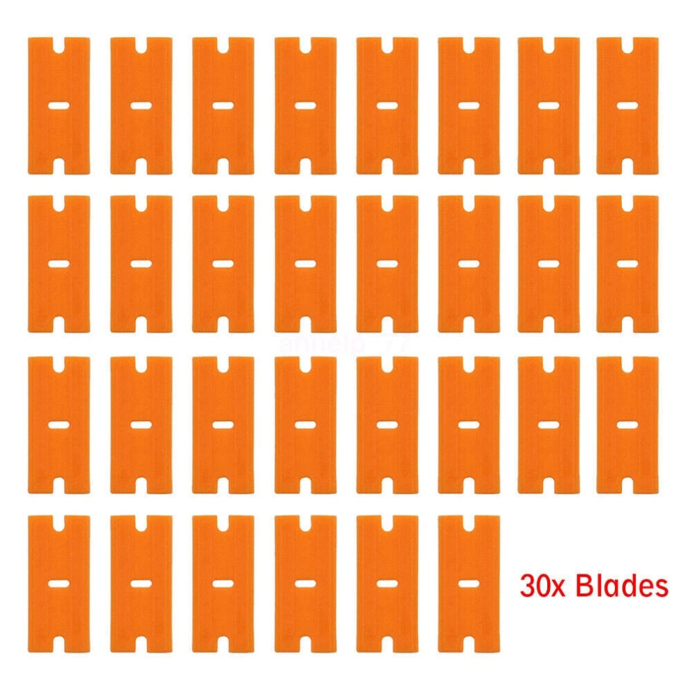 (30 X Blades) Plastic Razor Blade Paint Glue Adhesive Scraper & 10-100Pcs Blades Cleaner Tools 4069369104763
