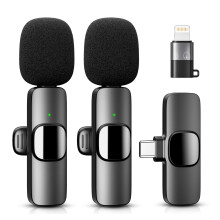 (Schwarz) YRF Kabelloses Lavalier-Mikrofon, kompatibel mit iPhone – Android-Computer, Mini-Mikrofon, kompatibel mit Live-Streaming, Video-R