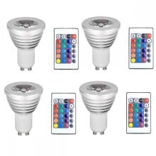 4pcs GU10 Bulbs and 1remote Control with Memory Function 4dynamic Lighting Modes Spotlight 17colors Changeable Spotlight