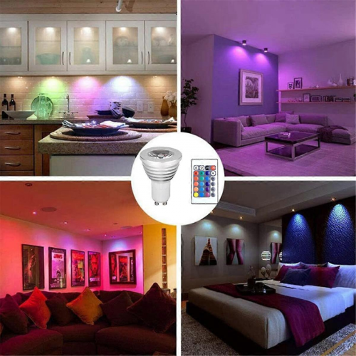 4pcs GU10 Bulbs and 1remote Control with Memory Function 4dynamic Lighting Modes Spotlight 17colors Changeable Spotlight 2