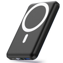 (Schwarz) Yiisonger Power Bank 10000 mAh, tragbares Ladegerät, magnetische kabellose Power Bank PD 22,5 W Schnellladung mit LED-Anzeige USB-