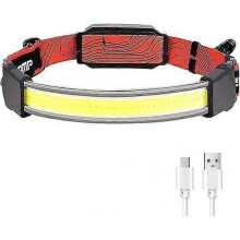 LED Headlamp Flashlight, USB Rechargeable Wide Beam Headlamp, 210 Lighting 500 Lumens Lightweight COB Headlamp with Red Light, 3 Light Modes Hands-Fre