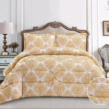 (JACQ Golden, Super King) Exquisite 3-Piece Jacquard Bedspread Set – Soft & Cozy Bridal Bedding with Sham Pillow Covers – Luxurious Bedroom Decor