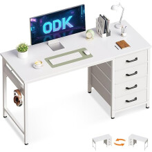 ODK Computer Desk with Drawers, 120 x 48 cm Office Desk with Storage & Headphone for Small Spaces
