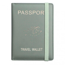 (Green) Compact Protective Cover Multi Slots Ultra Slim Pu Leather Passport Holder