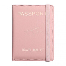 (Pink) Compact Protective Cover Multi Slots Ultra Slim Pu Leather Passport Holder