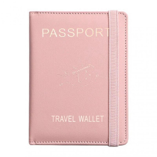 (Pink) Compact Protective Cover Multi Slots Ultra Slim Pu Leather Passport Holder