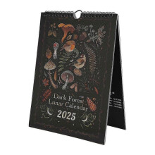Dark ForestLunar Calendar 2025 Illustrated Wall Pendant for Office Home ArtMoon Calendar Gift Decor