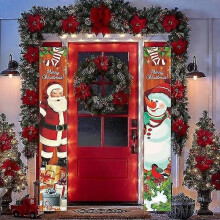 (style J) Christmas Outdoor Door Banner Flag Merry Christmas Porch Sign Decorative For Home Yard Front Door Navidad Natal Gift New Year