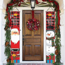 (style I) Christmas Outdoor Door Banner Flag Merry Christmas Porch Sign Decorative For Home Yard Front Door Navidad Natal Gift New Year