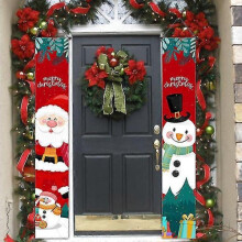 (style E) Christmas Outdoor Door Banner Flag Merry Christmas Porch Sign Decorative For Home Yard Front Door Navidad Natal Gift New Year