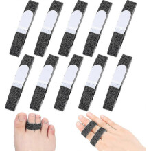 (Black)10pcs Buddy Tape Finger Straps No Slip Hook Loop Finger Splints, Reusable Fabric Buddy Wraps For Broken Toes Tw