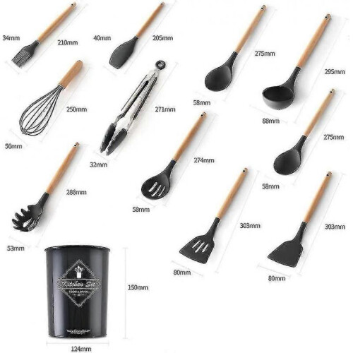 Kitchen Utensils Set, 12 Pcs Non-stick Silicone Cooking Kitchen Utensils Spatula Set with Holder 1