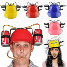 (Pink) Beer And Soda Drinking Helmet Party Hat
