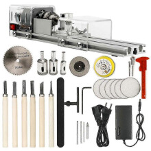 Mini Lathe Machine DIY Woodworking Wood Lathe Milling Machine Grinding Polishing Beads Drill Rotary
