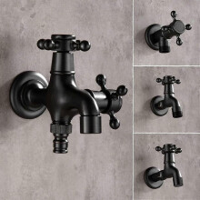 Outdoor Faucet Modern Black Bronze Single Cold Tap Outdoor Faucet Garden Wall Bibcock Tap Bathroom Washing Machine Mop Taps (color : Jy04b) Tw