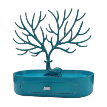 (Blue) Antlers Jewellery Stand, Necklace Storage, Jewellery Holder With Drawers, Earring Holder, Bracelet Stand, Jewellery Tree Tw