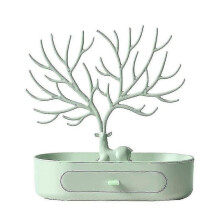 (Green) Antlers Jewellery Stand, Necklace Storage, Jewellery Holder With Drawers, Earring Holder, Bracelet Stand, Jewellery Tree Tw