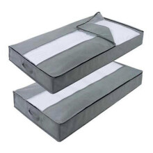 (LIGHT GRAY) 2 Pack Underbed Storage Bag Organizer Tw