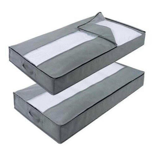(LIGHT GRAY) 2 Pack Underbed Storage Bag Organizer Tw