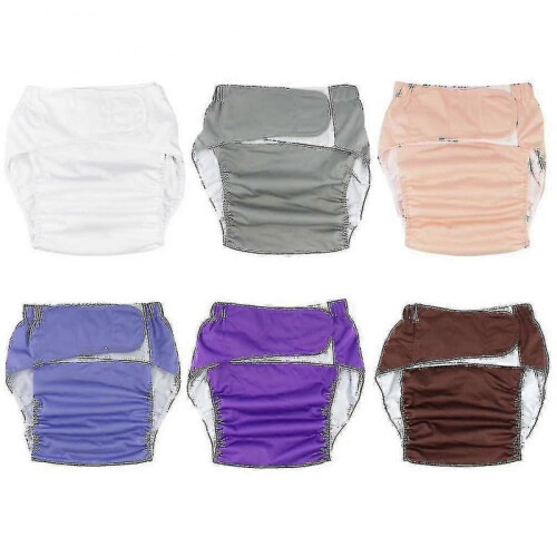 (Brown) Adult Cloth Diaper Nappy Reusable Waterproof Elderly Breathable Comfortable Insert Hook 2