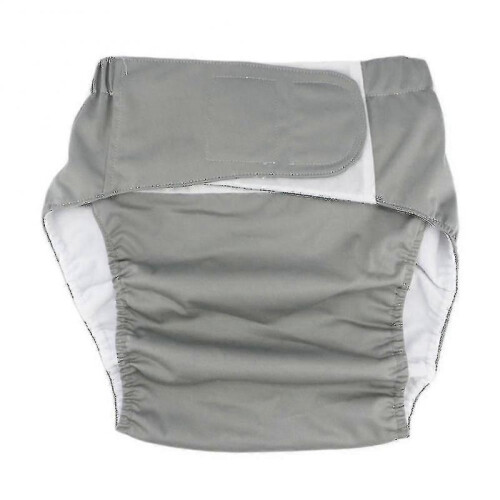 (Gray) Adult Cloth Diaper Nappy Reusable Waterproof Elderly Breathable Comfortable Insert Hook
