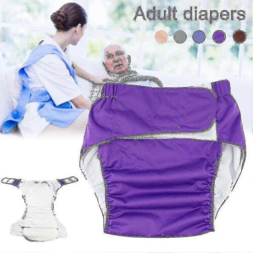 (Gray) Adult Cloth Diaper Nappy Reusable Waterproof Elderly Breathable Comfortable Insert Hook 1