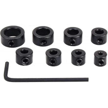 8 Piece Limit Stud Depth Stop, Locating Ring Drill Depth Stop, Depth Stop Bit, Locator, Locator, Bit, Hex, 8 Rings (black)