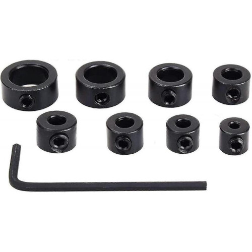 8 Piece Limit Stud Depth Stop, Locating Ring Drill Depth Stop, Depth Stop Bit, Locator, Locator, Bit, Hex, 8 Rings (black)