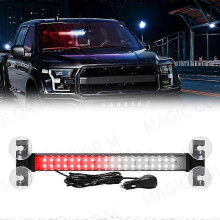 (Red White) 40 Led Strobe Light Emergency Flash Warning Lamp Auto Windshield Bar Traffic Advisor Flashlight Red Blue Car Accessories 12v-24v