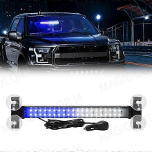 (Blue White) 40 Led Strobe Light Emergency Flash Warning Lamp Auto Windshield Bar Traffic Advisor Flashlight Red Blue Car Accessories 12v-24v