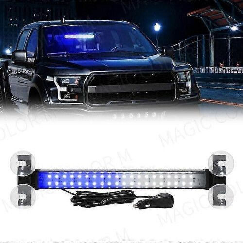 (Blue White) 40 Led Strobe Light Emergency Flash Warning Lamp Auto Windshield Bar Traffic Advisor Flashlight Red Blue Car Accessories 12v-24v