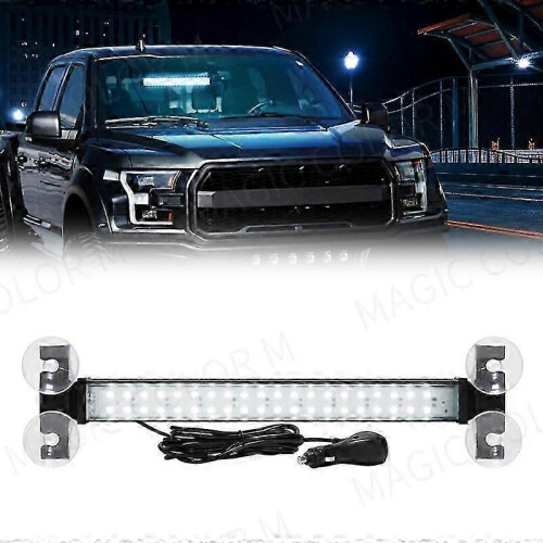 (White) 40 Led Strobe Light Emergency Flash Warning Lamp Auto Windshield Bar Traffic Advisor Flashlight Red Blue Car Accessories 12v-24v