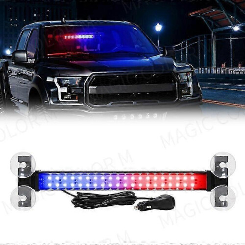 (Red Blue) 40 Led Strobe Light Emergency Flash Warning Lamp Auto Windshield Bar Traffic Advisor Flashlight Red Blue Car Accessories 12v-24v
