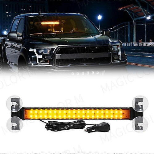 (Yellow) 40 Led Strobe Light Emergency Flash Warning Lamp Auto Windshield Bar Traffic Advisor Flashlight Red Blue Car Accessories 12v-24v
