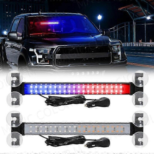 (Red) 40 Led Strobe Light Emergency Flash Warning Lamp Auto Windshield Bar Traffic Advisor Flashlight Red Blue Car Accessories 12v-24v 1