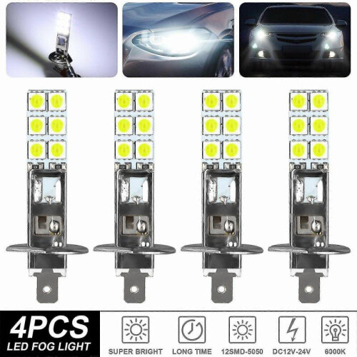 4pcs H1 6000k Super White 80w Led Headlight Kit Fog Driving Light 1